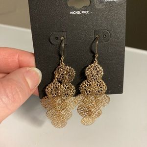 Gold Foil Floral Dangling Earrings